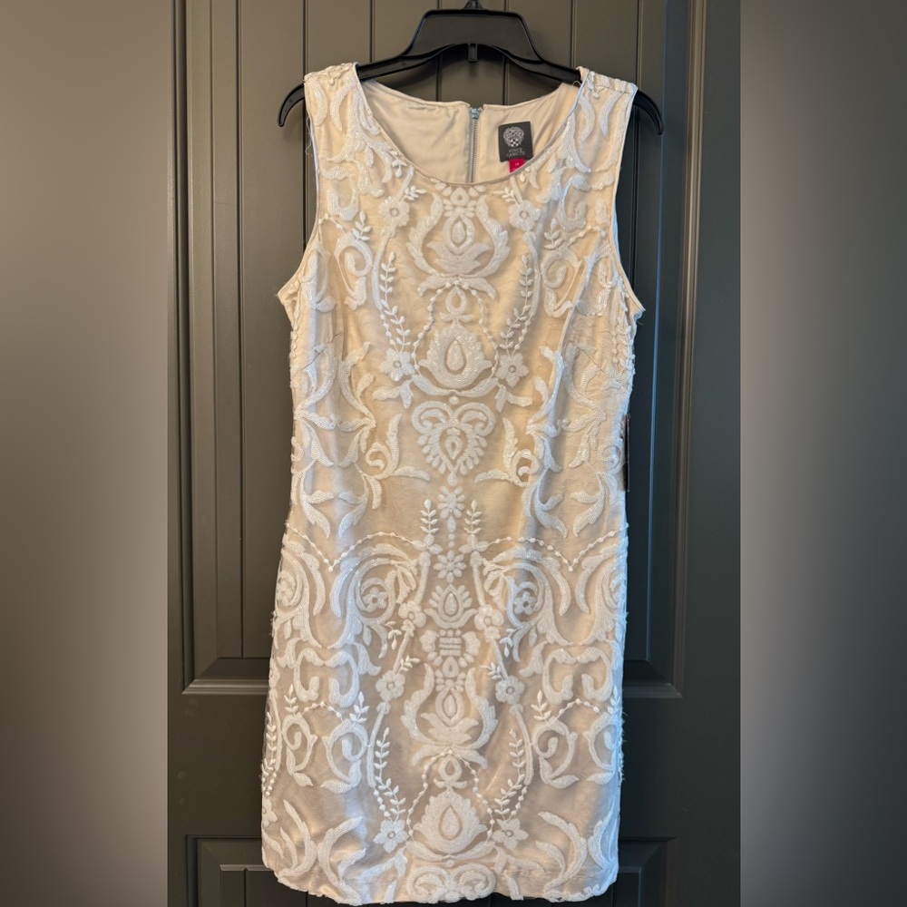 Vince Camuto Cream Sheath Mini Dress for Weddings